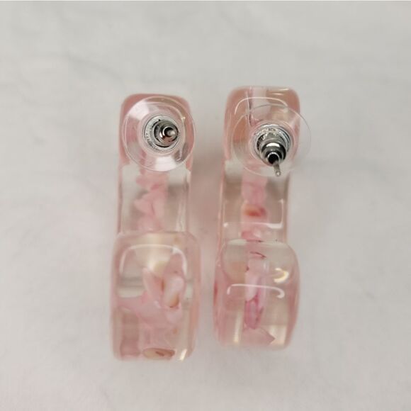 NWT chunky pink hoop earrings - Picture 4 of 6